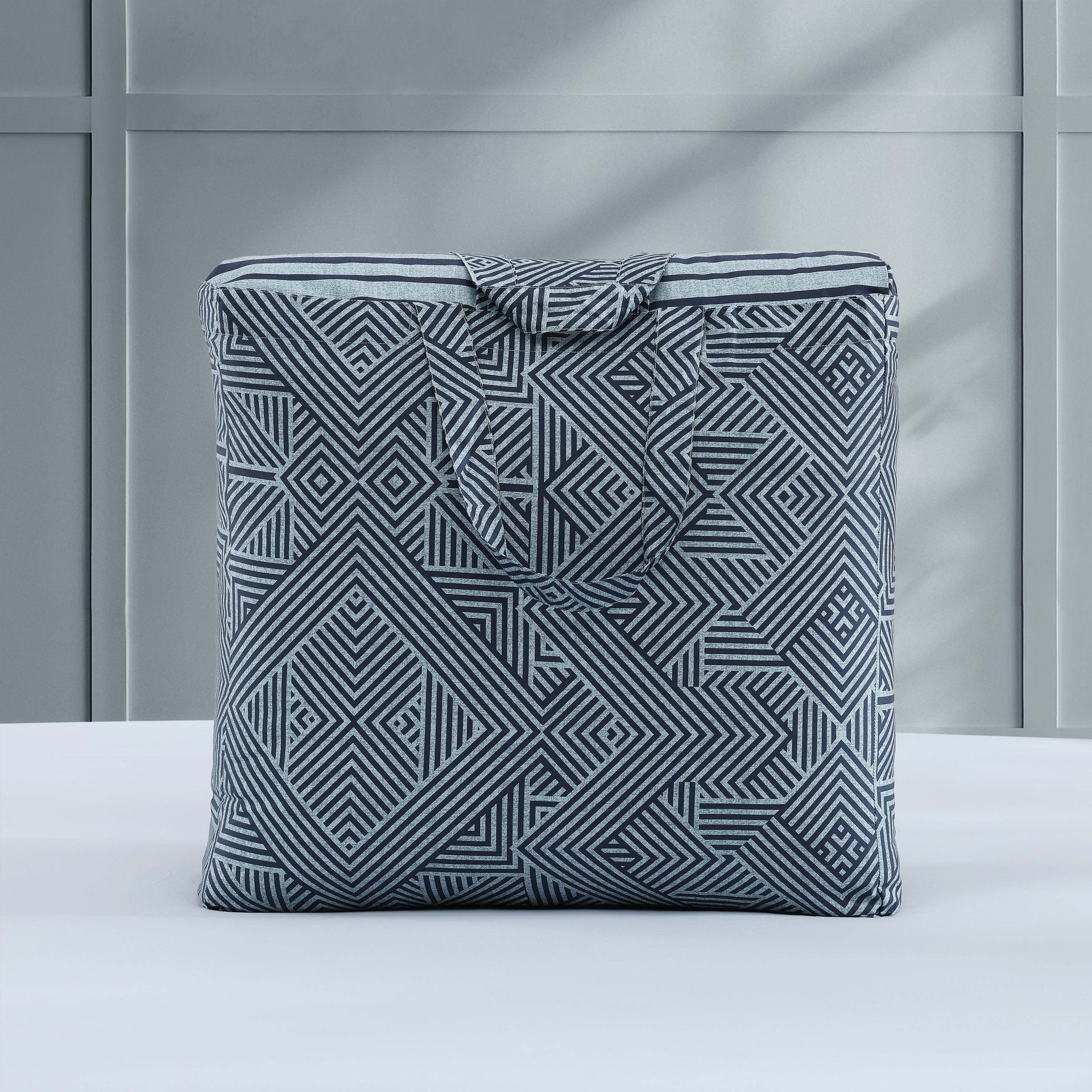Blue Geo Lines 5 Piece Reversible Comforter Set