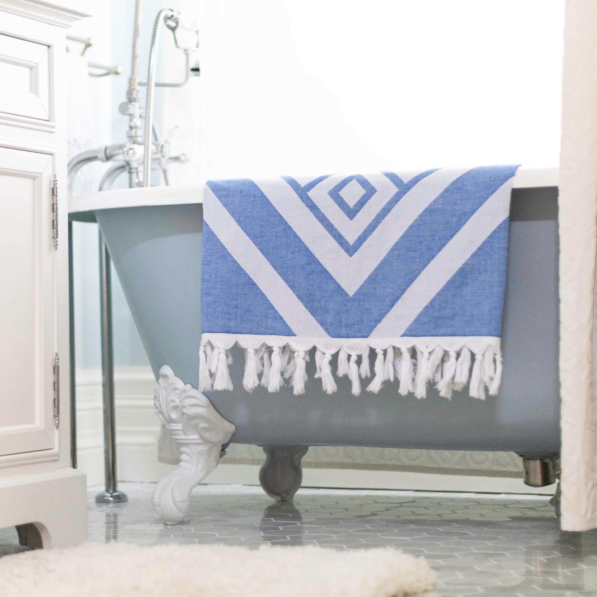 Turkish Towel | Body Towel | Blue + White