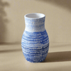 Blue and White Textured Ceramic Vase