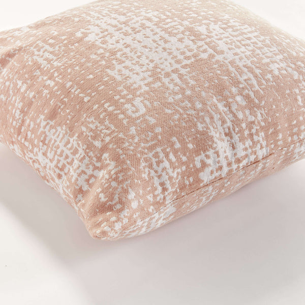 Blush and Seafoam Square Jacquard Indoor Outdoor Throw Pillows
