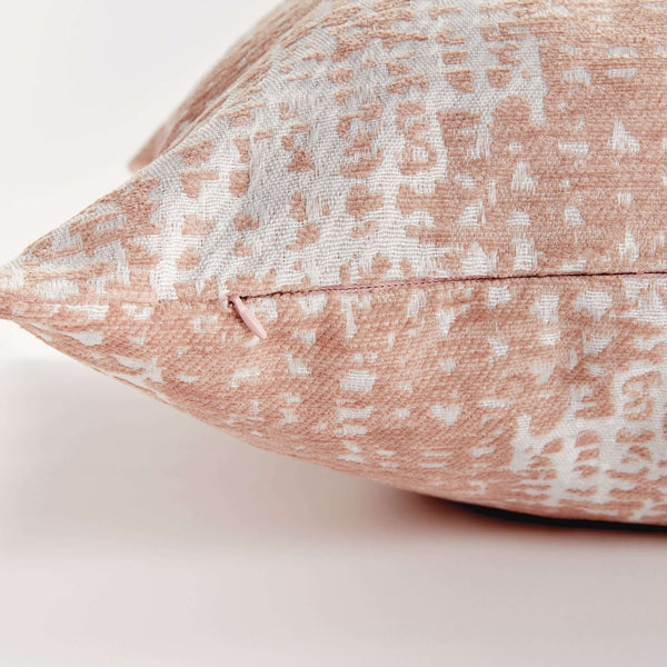 Blush and Seafoam Square Jacquard Indoor Outdoor Throw Pillows