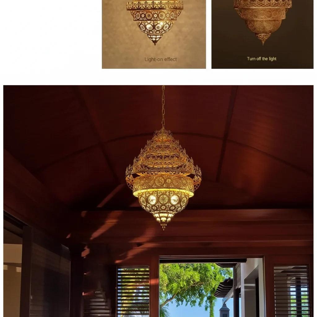 Bohemian Retro Golden Iron Chandelier Luxury Pendant Light