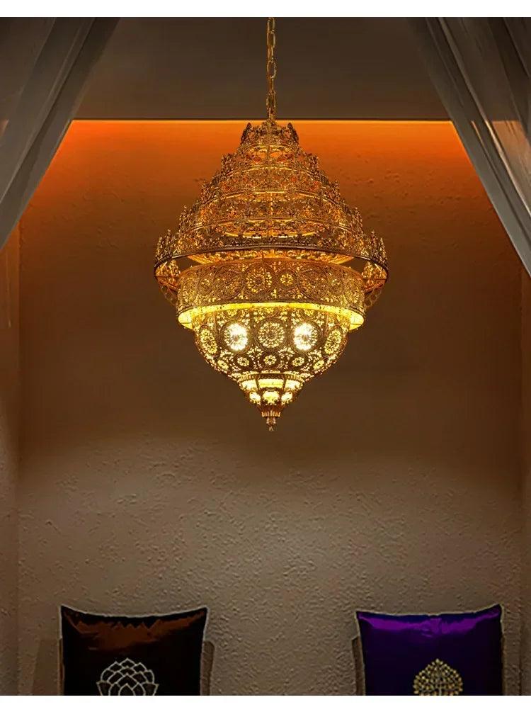 Bohemian Retro Golden Iron Chandelier Luxury Pendant Light