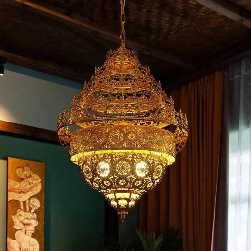 Bohemian Retro Golden Iron Chandelier Luxury Pendant Light