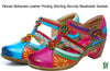 Women Bohemian Leather Printing Stitching Non-slip Breathable Sandals