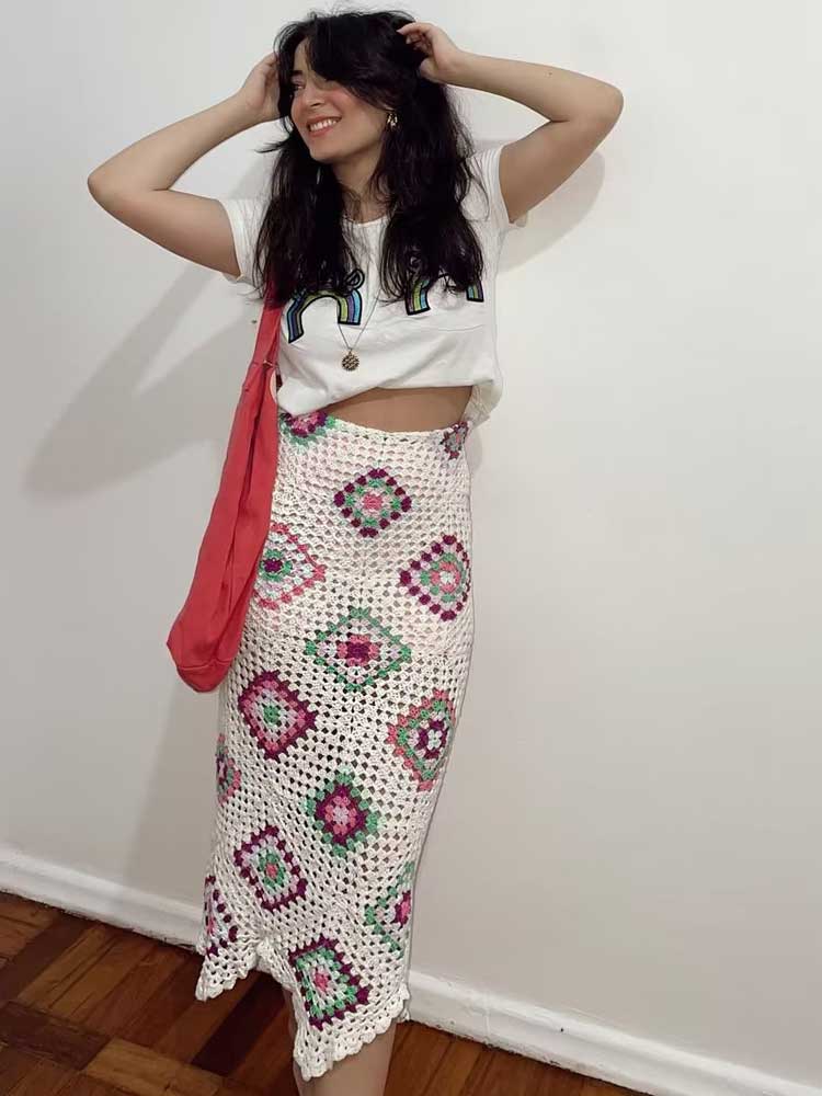 Crochet Knitted High-waist Long Boho Beach Skirt