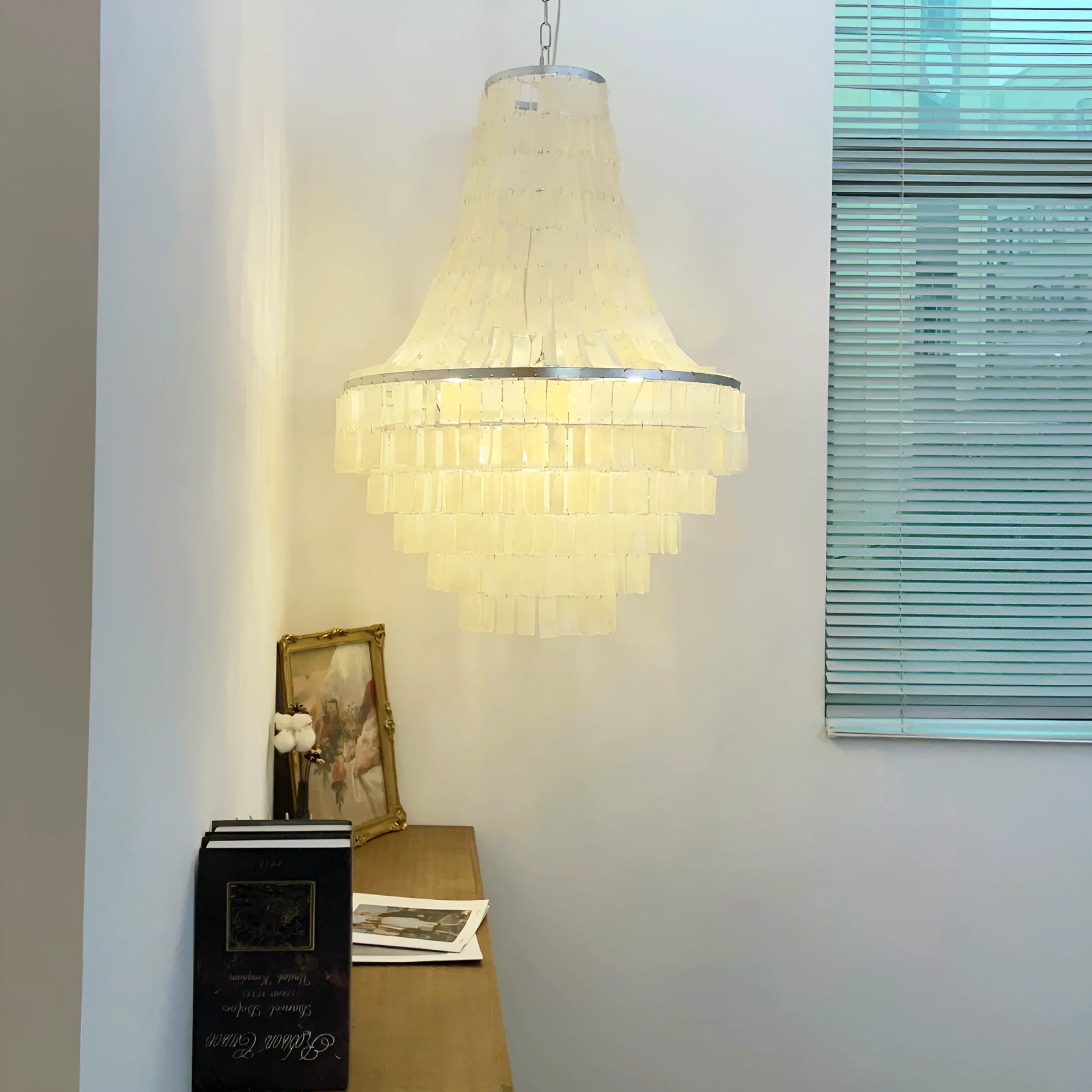 Boho Tiered Capiz Chandelier