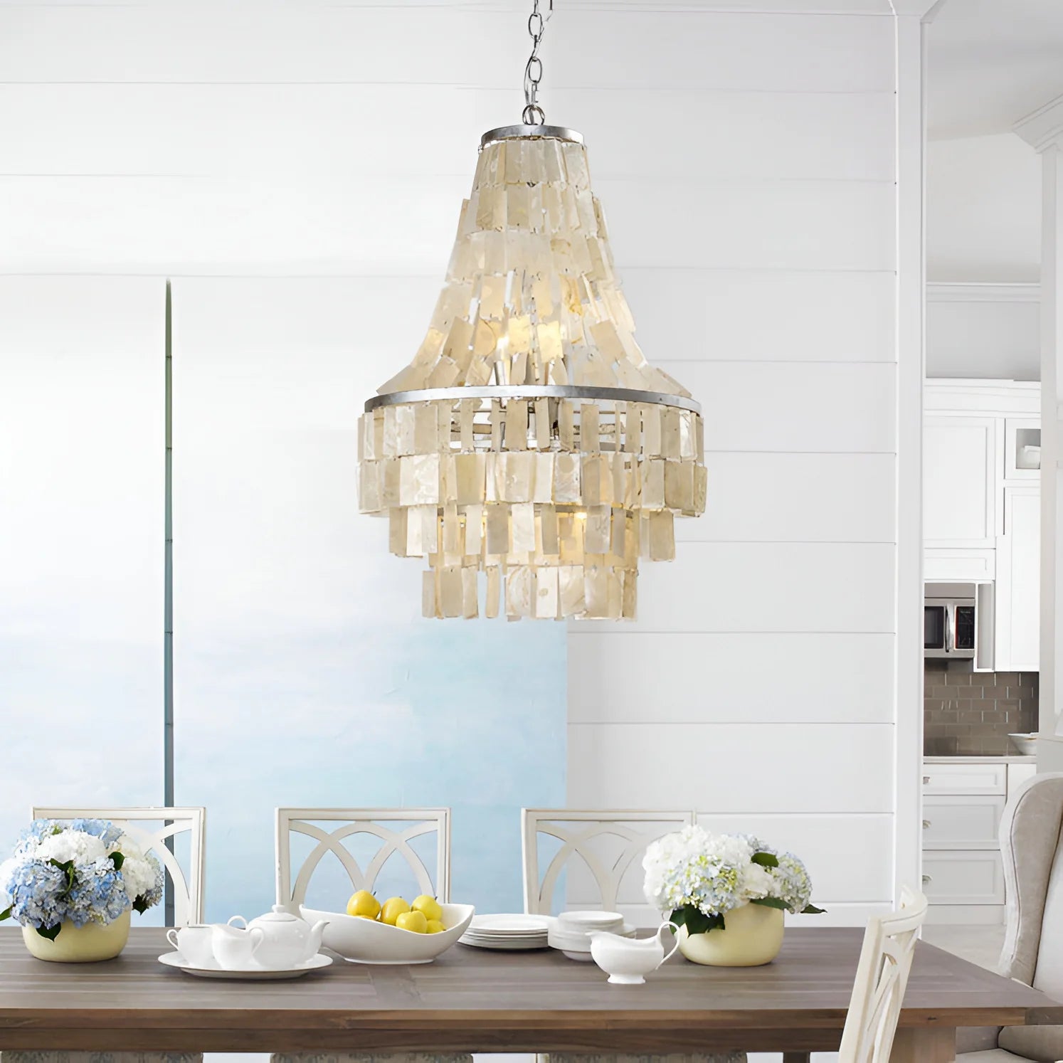Boho Tiered Capiz Chandelier