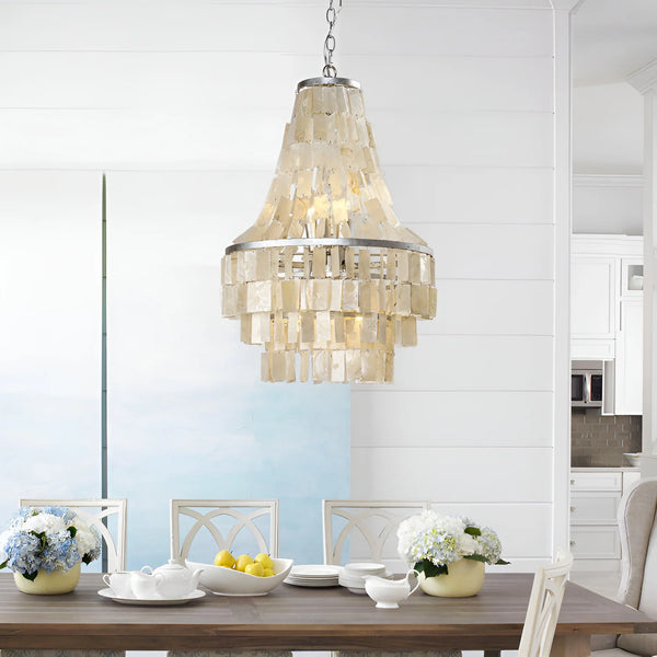 Boho Tiered Capiz Chandelier