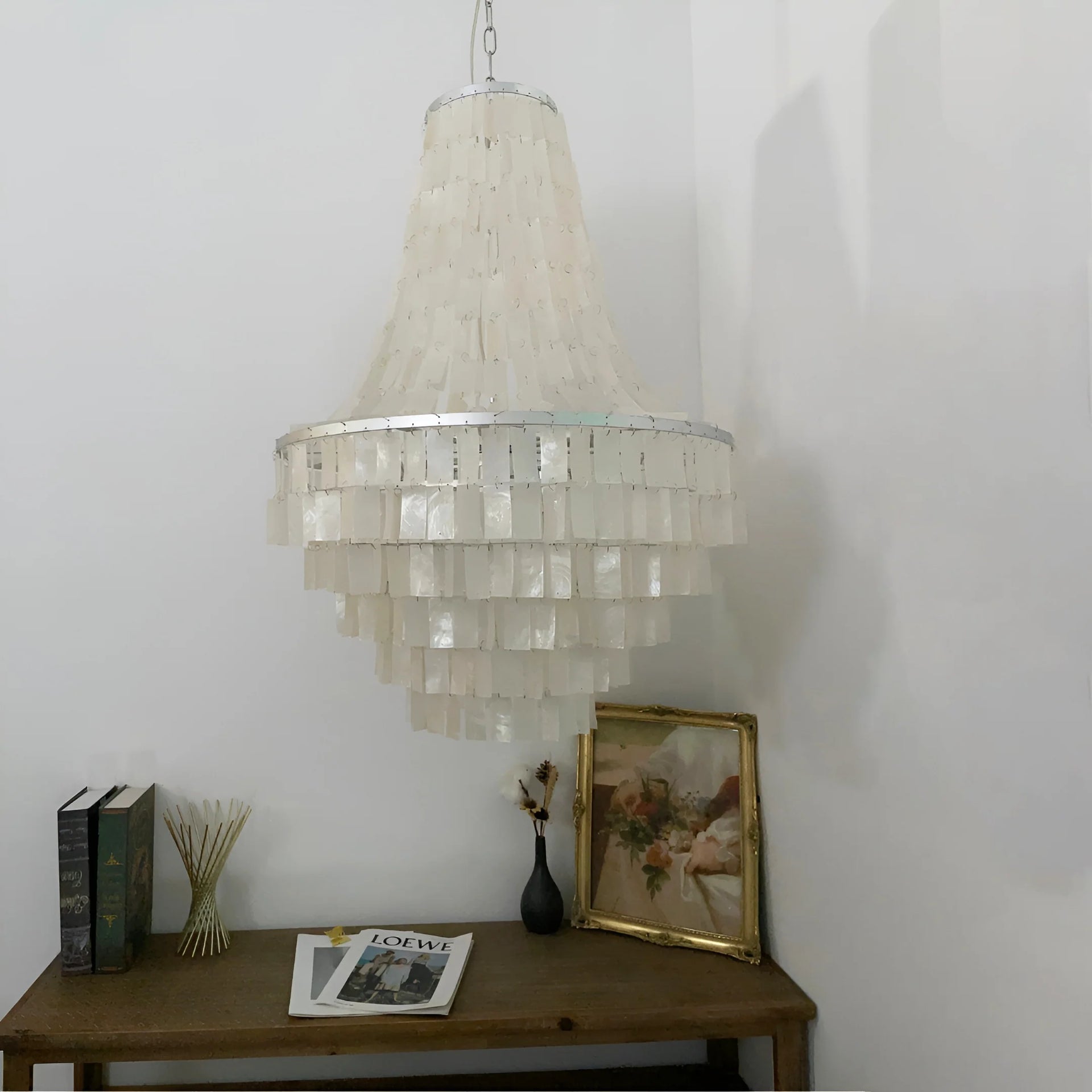 Boho Tiered Capiz Chandelier