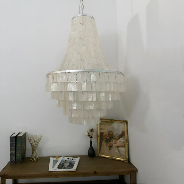 Boho Tiered Capiz Chandelier