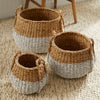 Boho Coastal Storage Baskets with Handles (Set of 3)