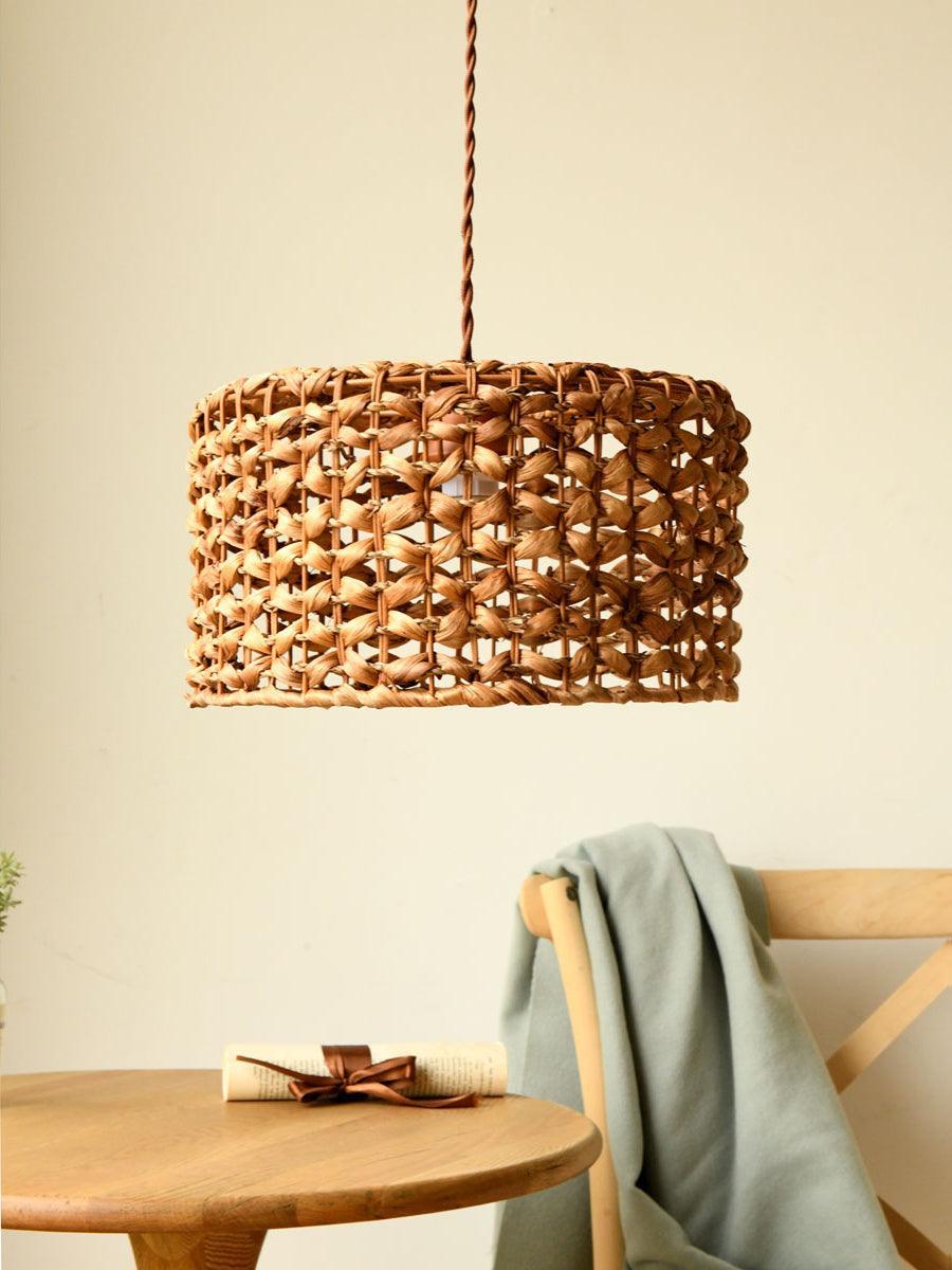 Boho Rattan Woven Lampshade Pendant Light 12.2