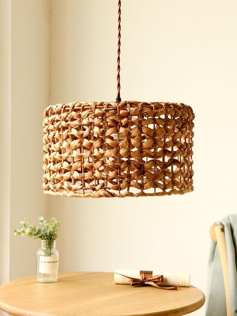 Boho Rattan Woven Lampshade Pendant Light 12.2