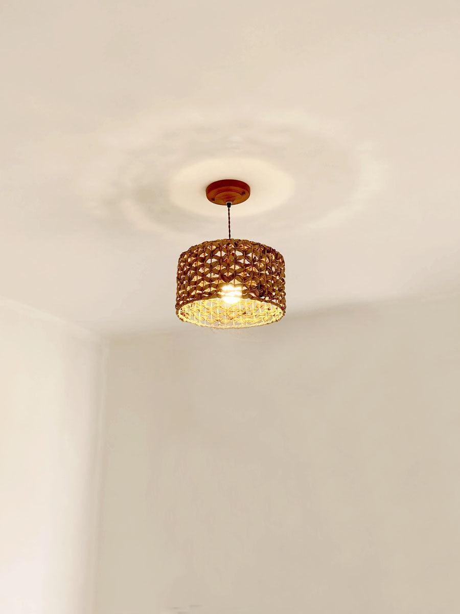 Boho Rattan Woven Lampshade Pendant Light 12.2
