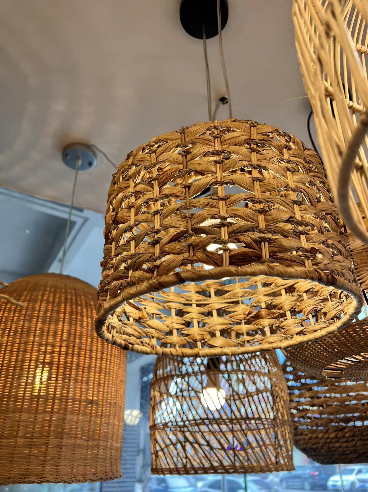 Boho Rattan Woven Lampshade Pendant Light 12.2