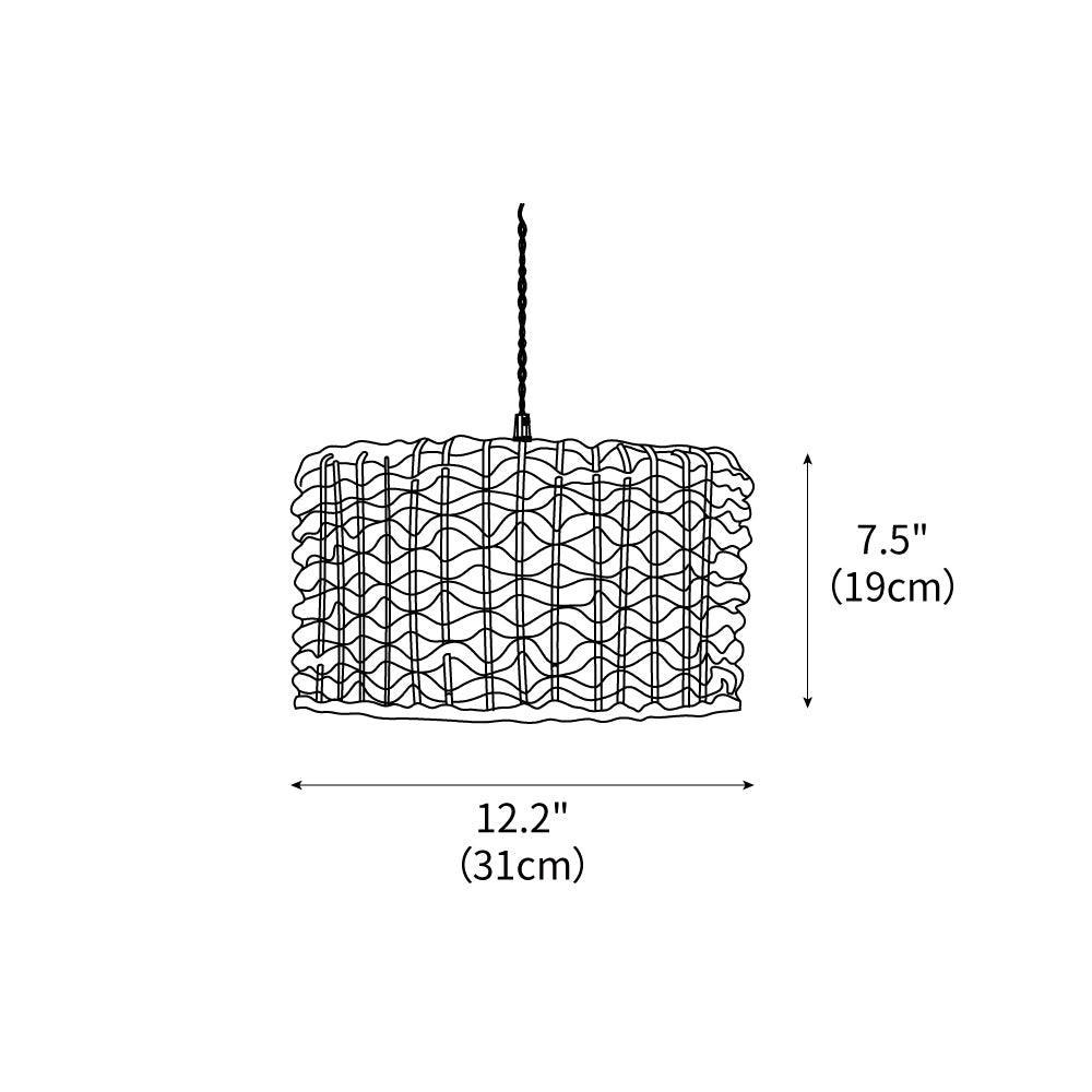 Boho Rattan Woven Lampshade Pendant Light 12.2