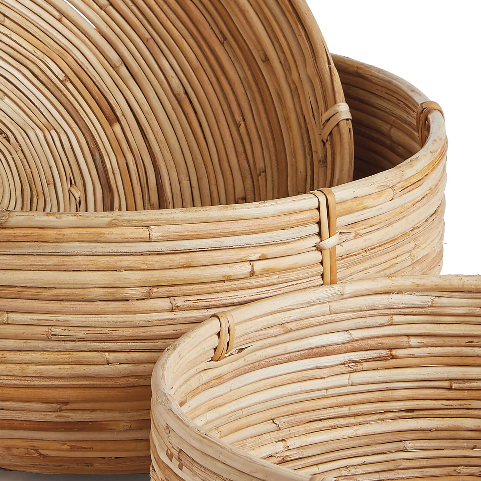 Boho Round Cane Rattan Nesting Bowls (Set of 3)