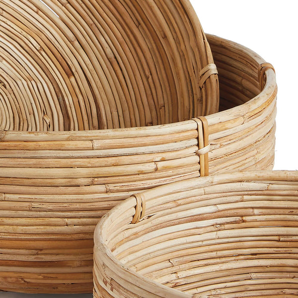 Boho Round Cane Rattan Nesting Bowls (Set of 3)