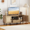 Boho TV Stand for 60 Inch TV Entertainment Center with Cabinets and Storage Shelf-Natural
