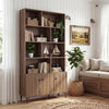 Bookshelf with 3 Doors and 2 Anti-Tipping Kits for Home Office-Walnut