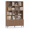 Bookshelf with 4 Doors and 2 Anti-Tipping Kits for Home Office-Walnut - Walnut