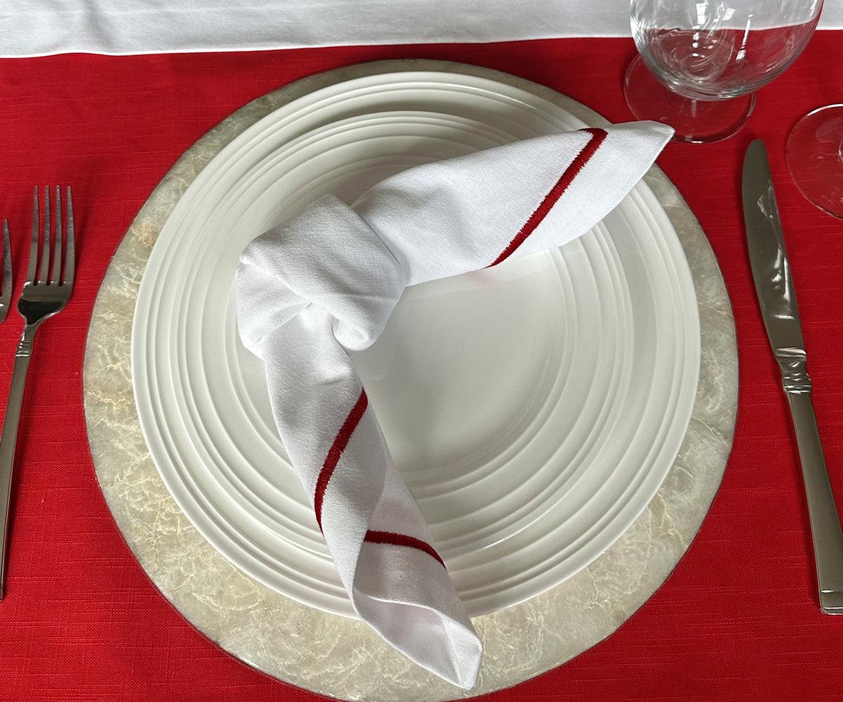 Magenta Embroidery Napkins - Border Line Design