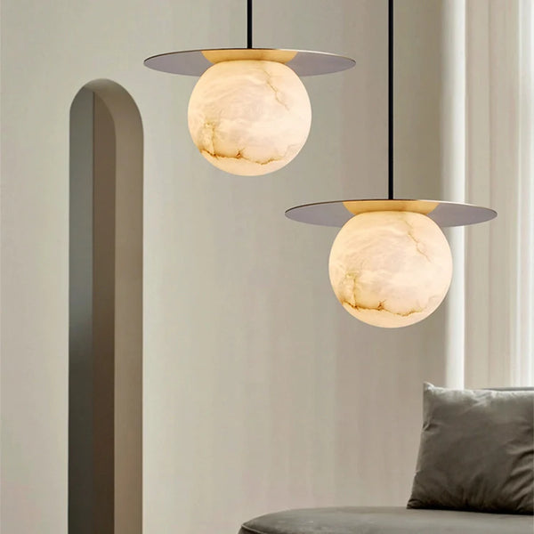 Borra Round Alabaster Pendant Light