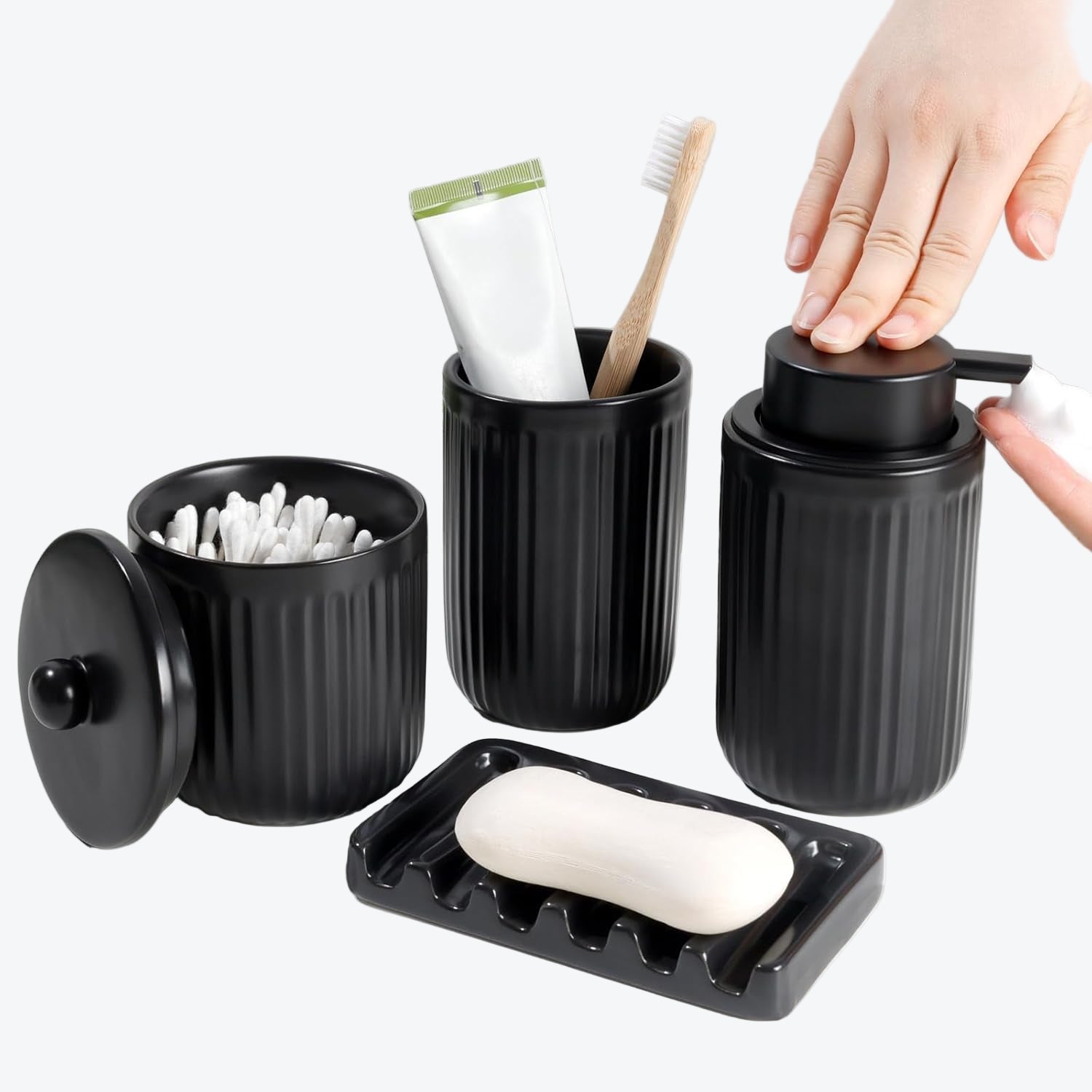 BosilunLife Pockmark Foaming Bathroom Set Recycled Eco-Clay