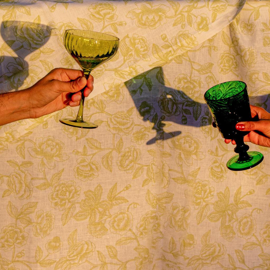 Botanic Imprinted Glass Goblets – Set of 6