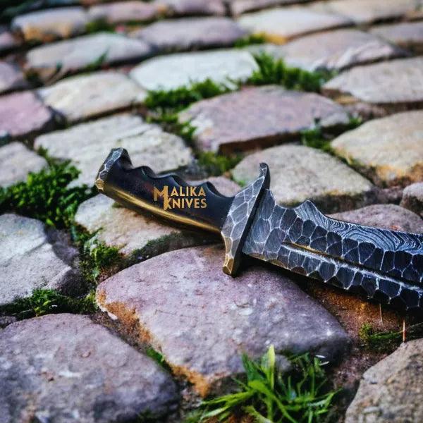 Handforged Damascus Bowie Knife Micarta Handle