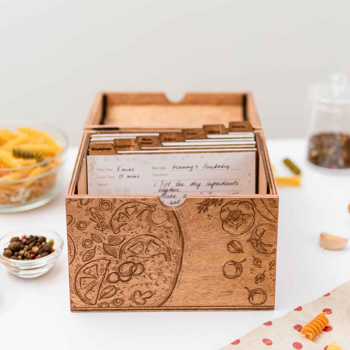 Wooden Recipe Box – Pizza Lovers Edition