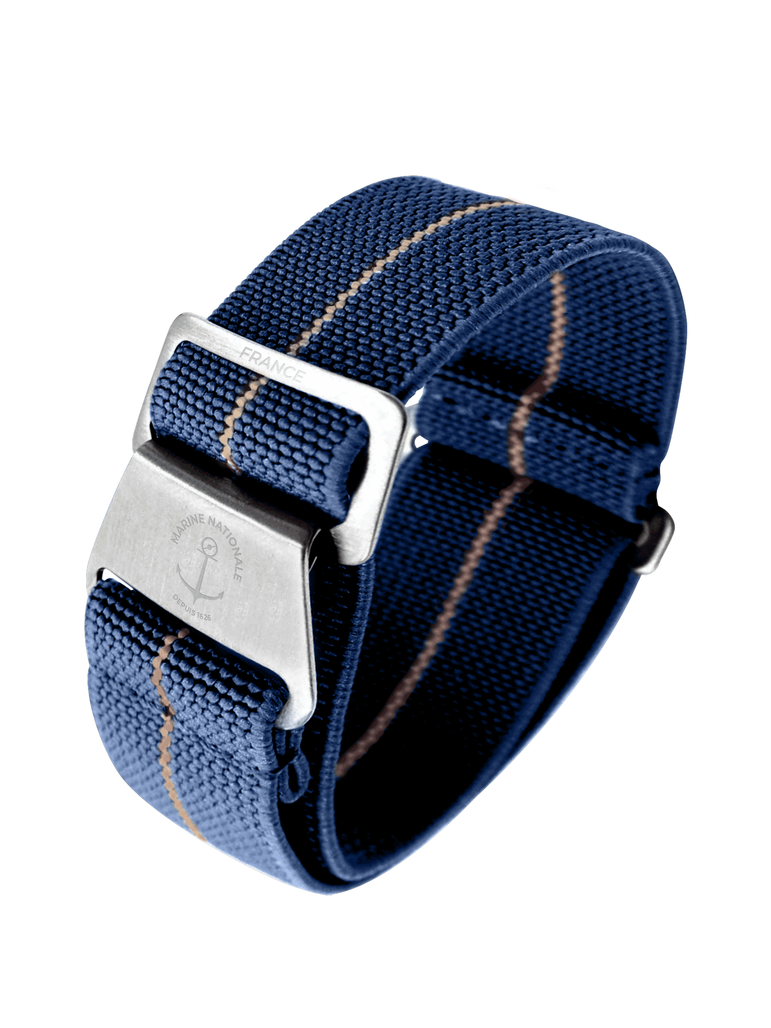 YEMA Marine Nationale Parachute Watch Band Blue 19mm | SYMN39-G-SS
