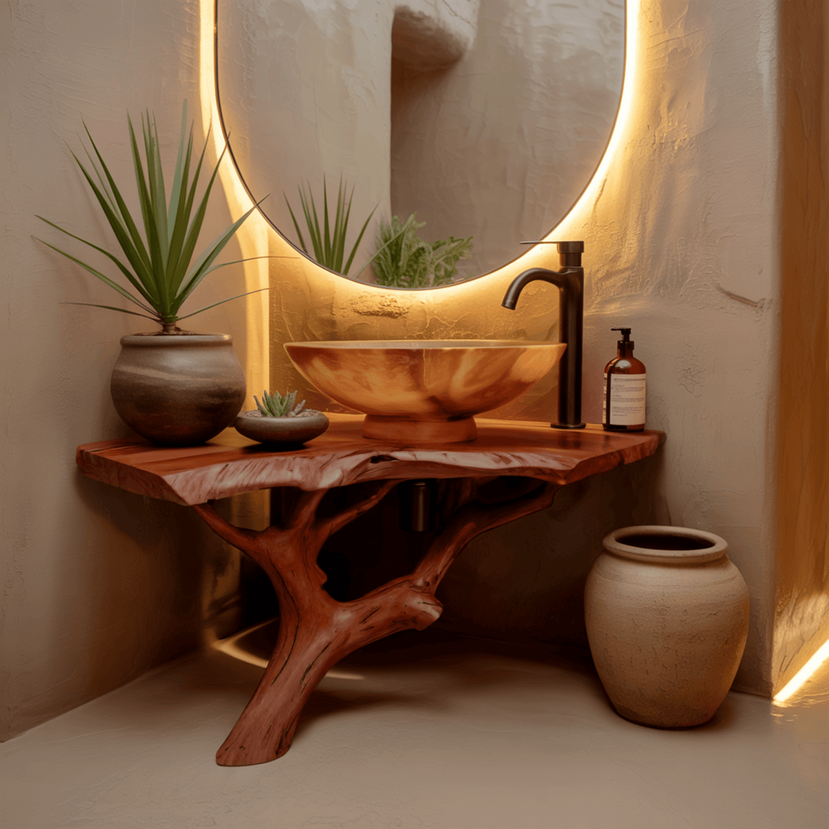 Branchflow Solid Wood Corner Bathroom Vanity