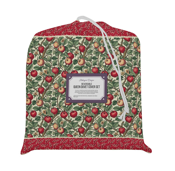 5 Piece Reversible Duvet Cover Set | Cotton Blend | Apple - William Morris Inspired Collection