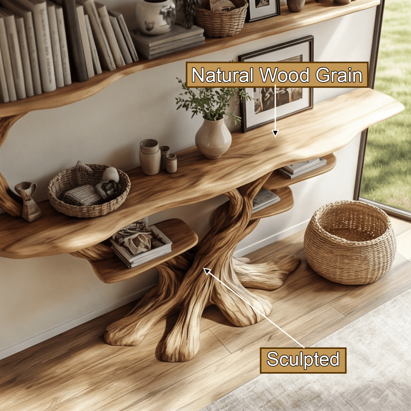 Branford Grove Solid Wood Console Table with Shelves