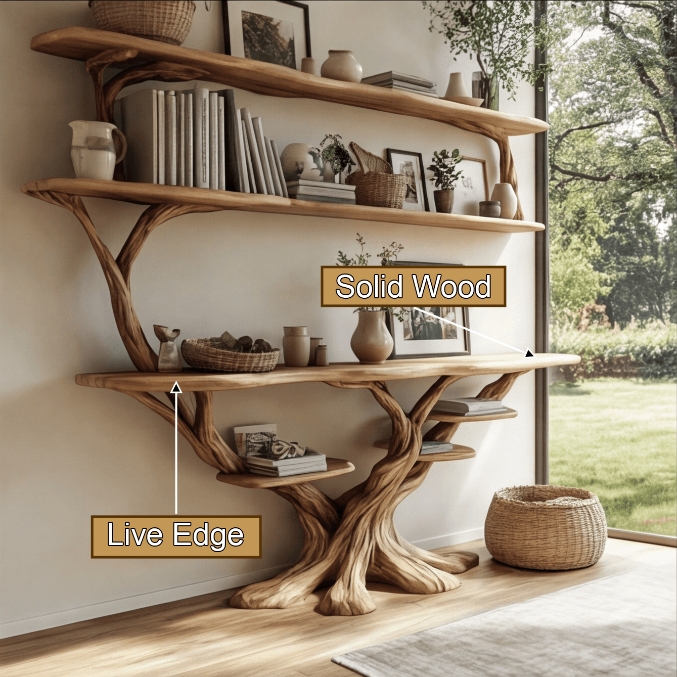 Branford Grove Solid Wood Console Table with Shelves