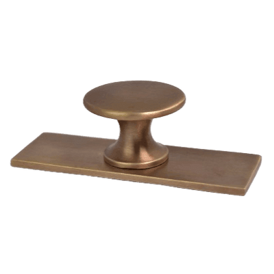 Brass Drawer Knob with Rectangle Backplate - Antique Brass