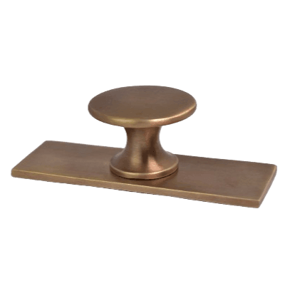 Brass Drawer Knob with Rectangle Backplate - Antique Brass