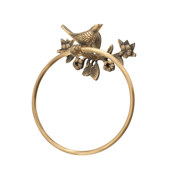 Brass Bird Towel Rack - Antique Brass