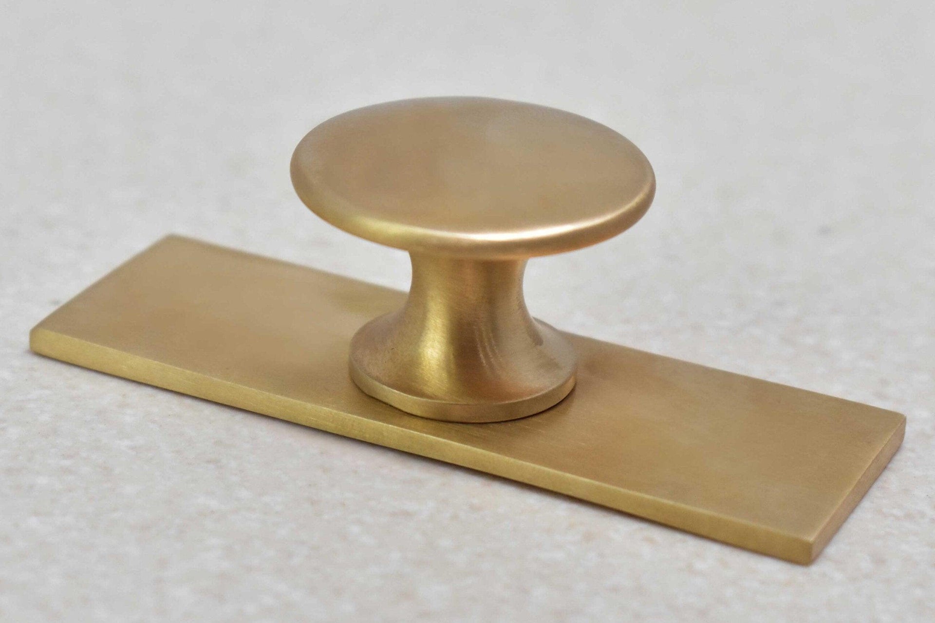 Unlacquered Brass Brushed Rectangle Drawer Pulls with Backplate