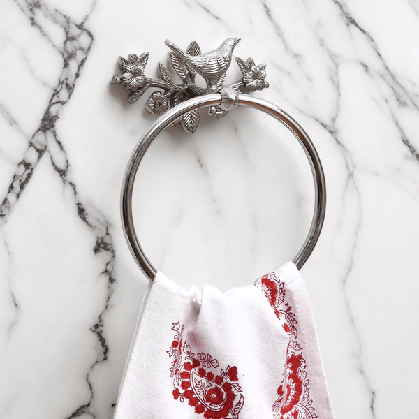 Brass Bird Towel Rack - Chrome Finish