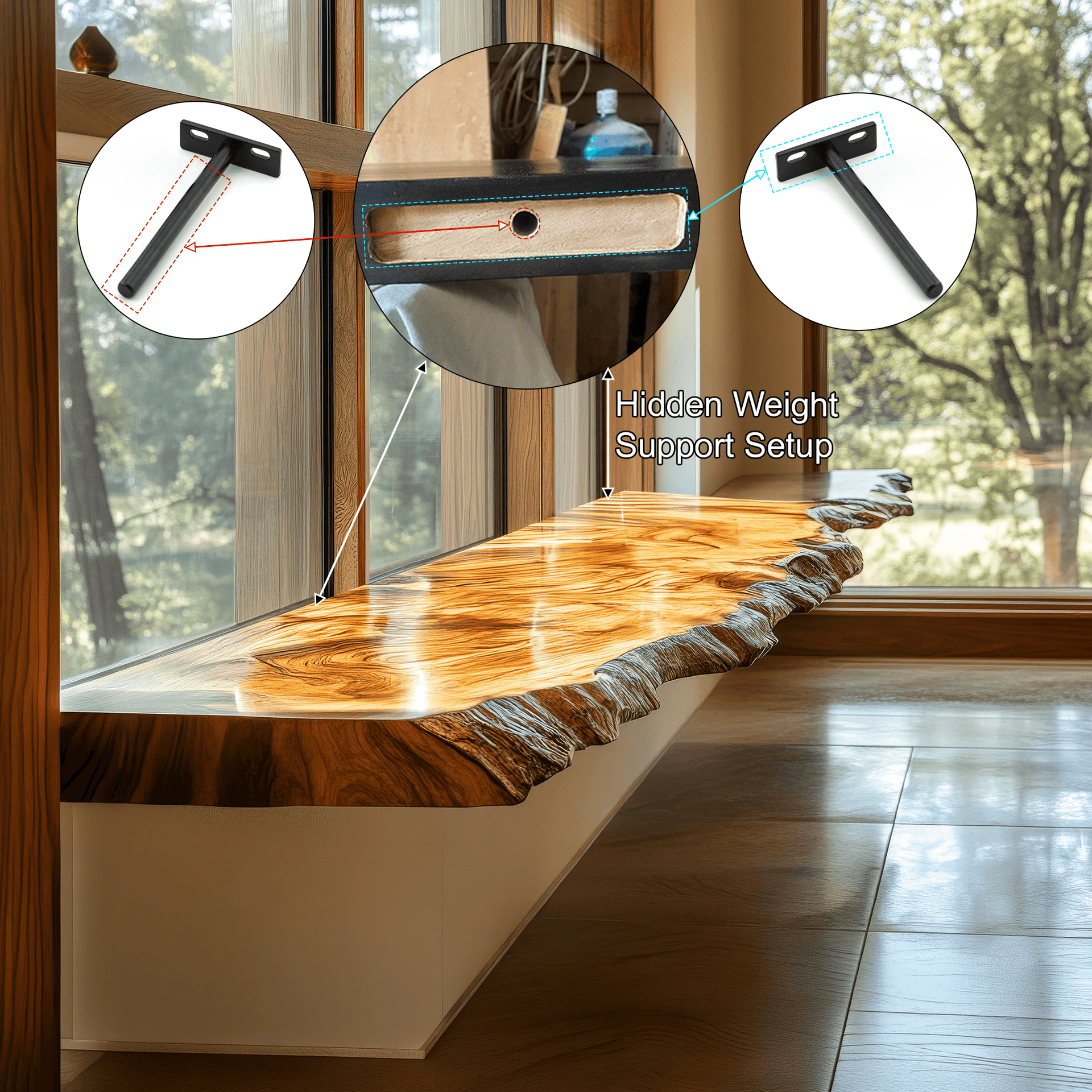 Bravon Live Edge Solid Wood Floating Shelf SPA543243