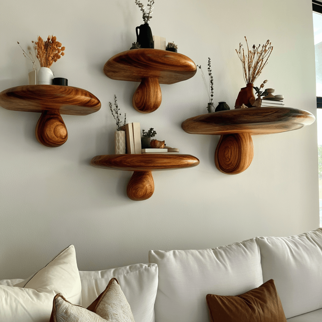 Bravon Mushroom Solid Wood Floating Shelf SPA475187