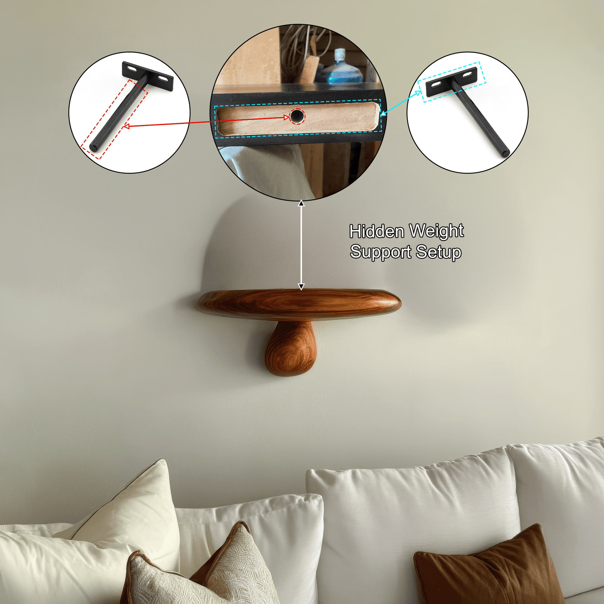 Bravon Mushroom Solid Wood Floating Shelf SPA475187