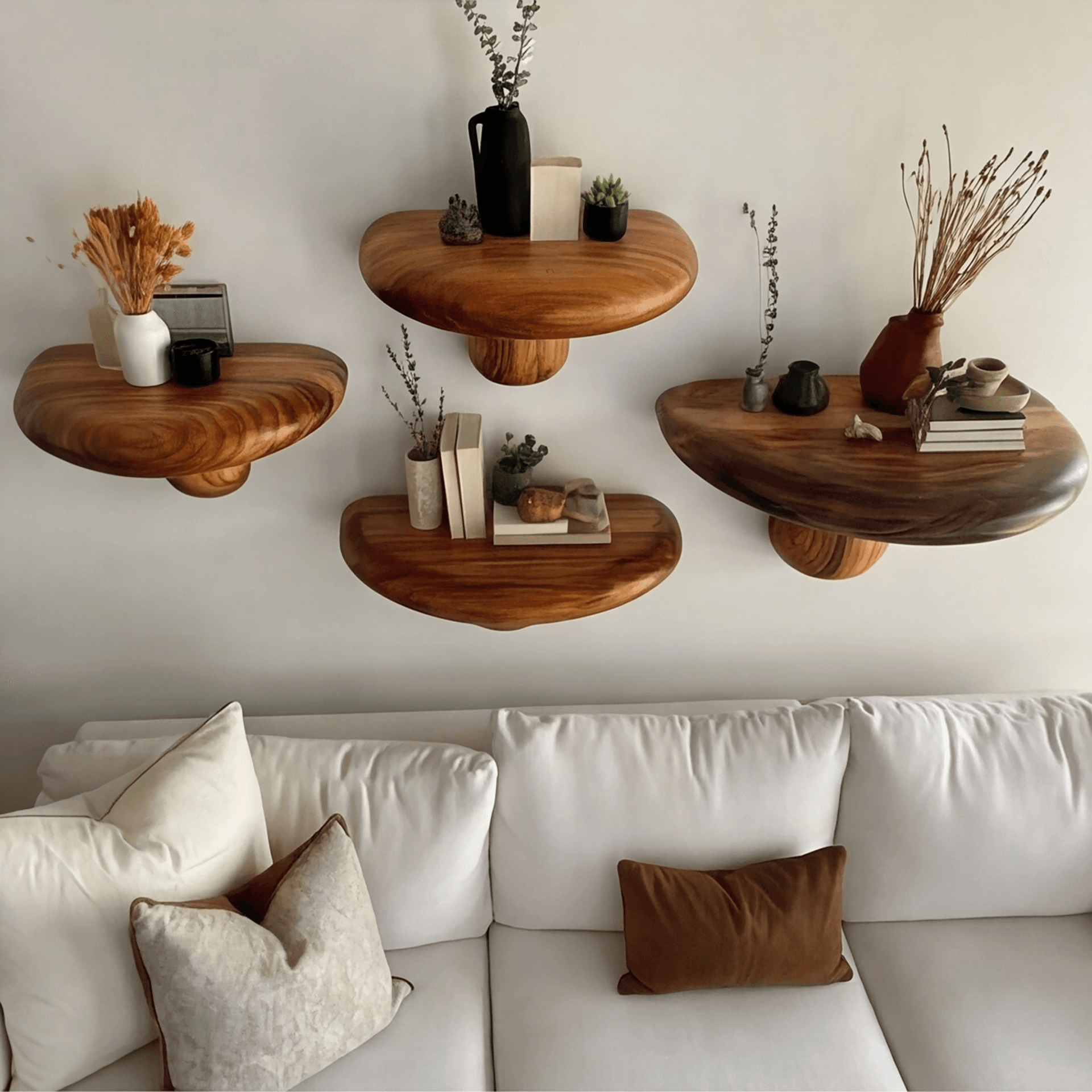 Bravon Mushroom Solid Wood Floating Shelf SPA475187