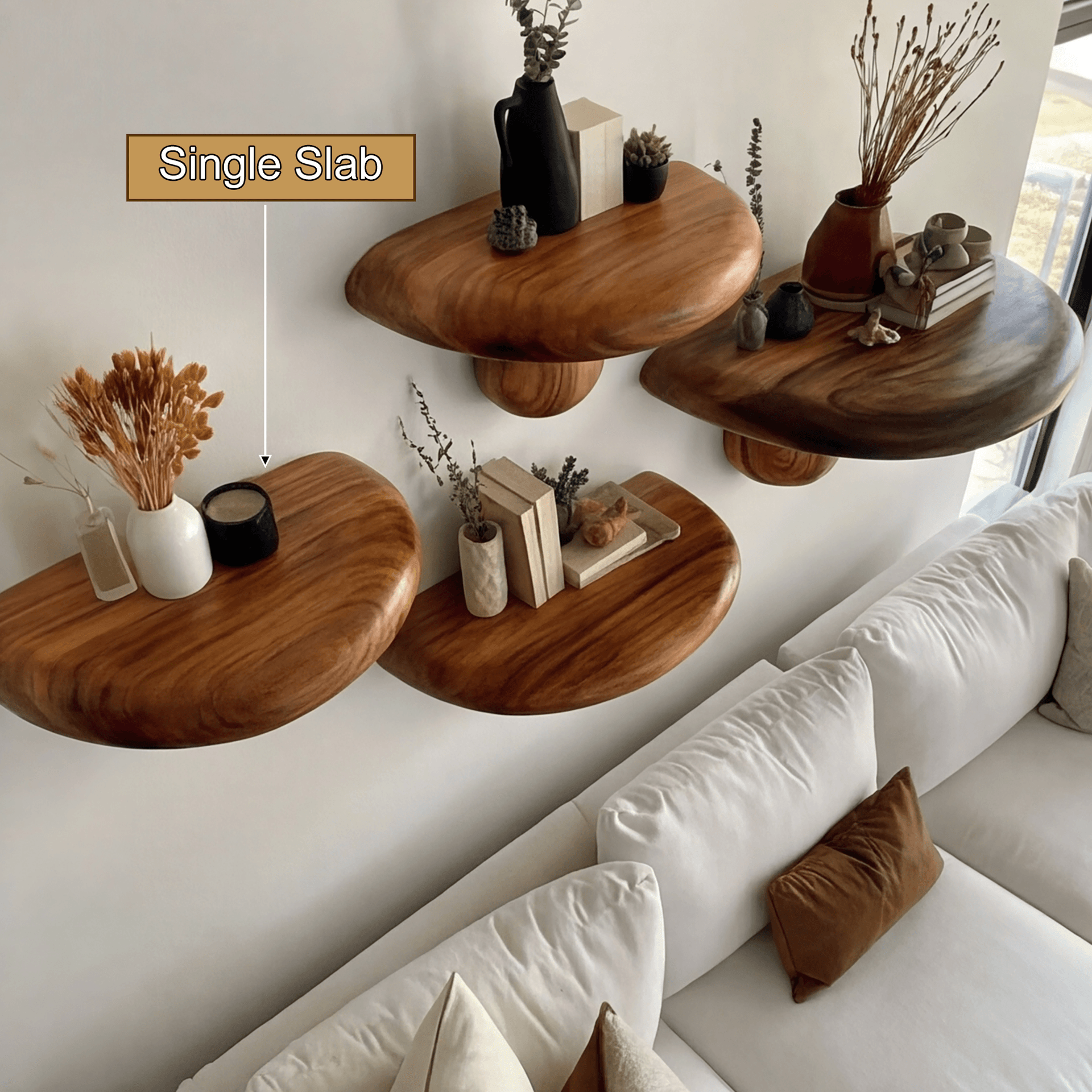 Bravon Mushroom Solid Wood Floating Shelf SPA475187