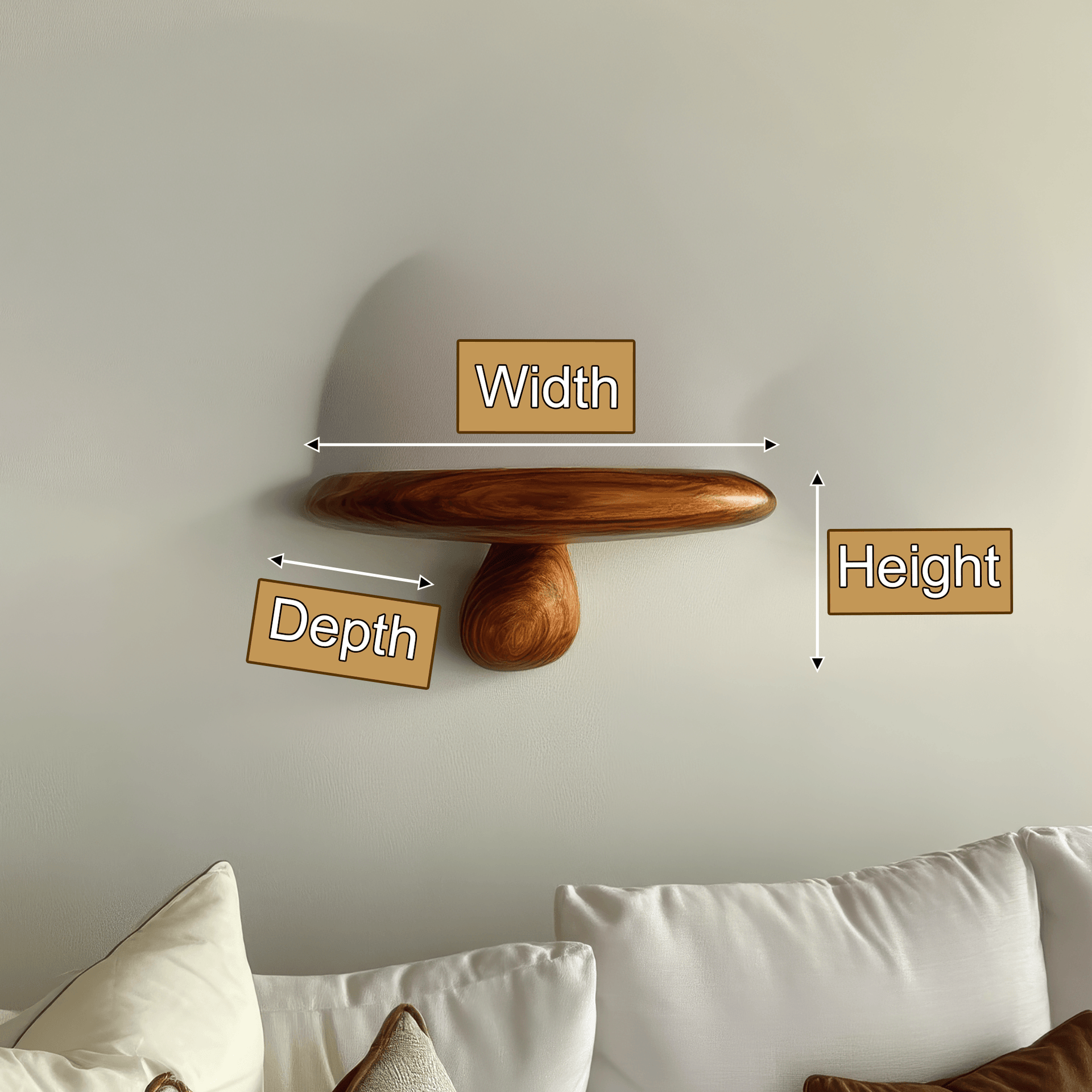 Bravon Mushroom Solid Wood Floating Shelf SPA475187