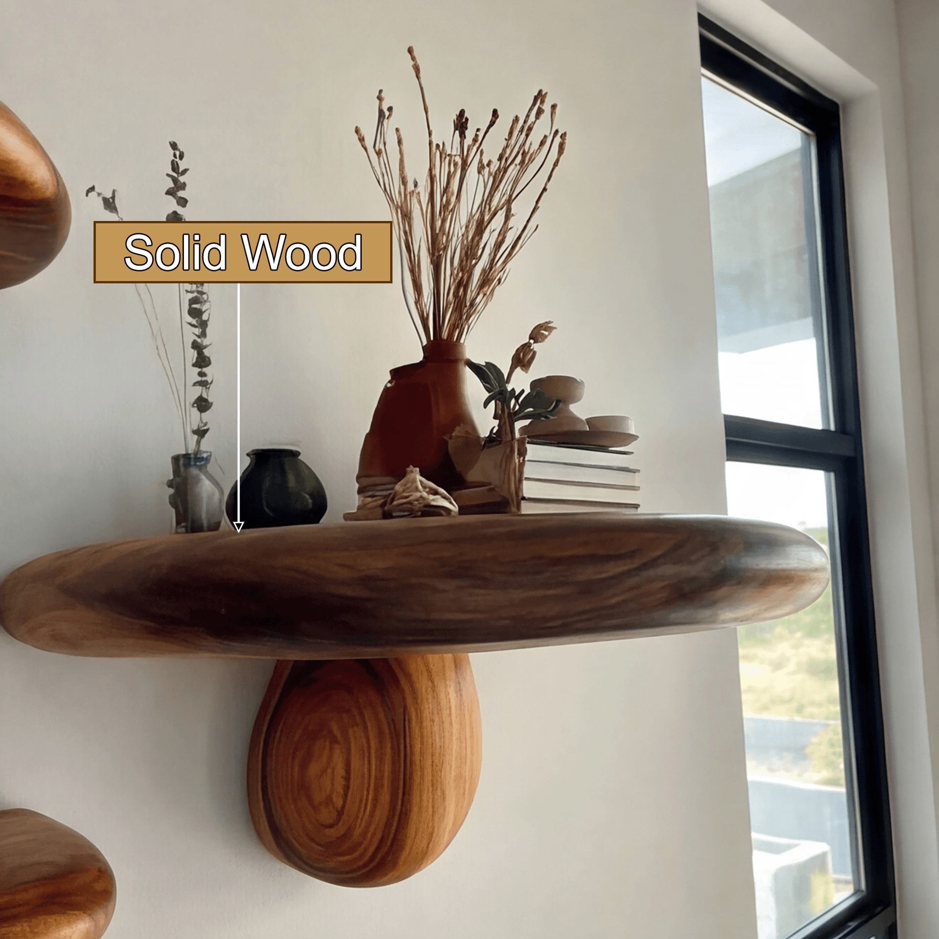 Bravon Mushroom Solid Wood Floating Shelf SPA475187