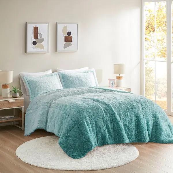 Brielle Ombre Shaggy Long Fur Comforter Mini Set - Gifts for You 'n Me